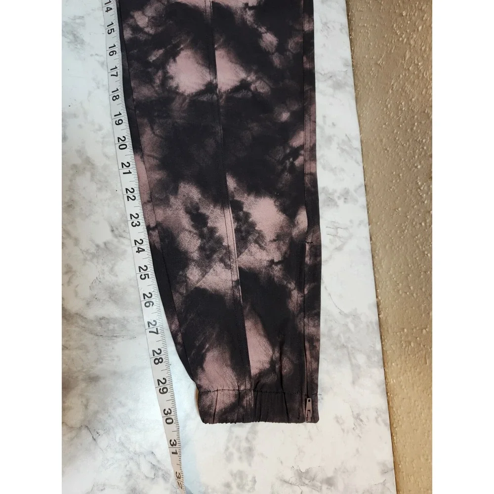 Old Navy Womens M Tall Black Tie‎ Dye StretchTech Joggers Zip Pocket Ankle Zip